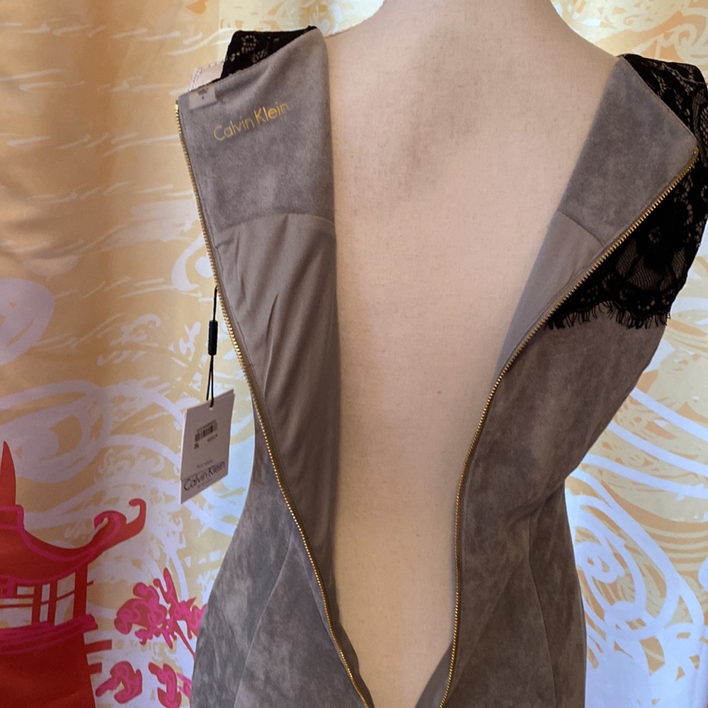 CALVIN KLIEN FAUX SUEDE AND LACE TANK DRESS SIZE 6 NWT - Picture 8 of 8